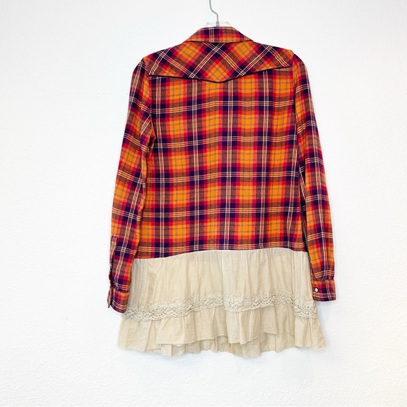 LFD Ltd Custom Handmade Plaid Shirt Tunic with Ruffle Small - Picture 2 of 2